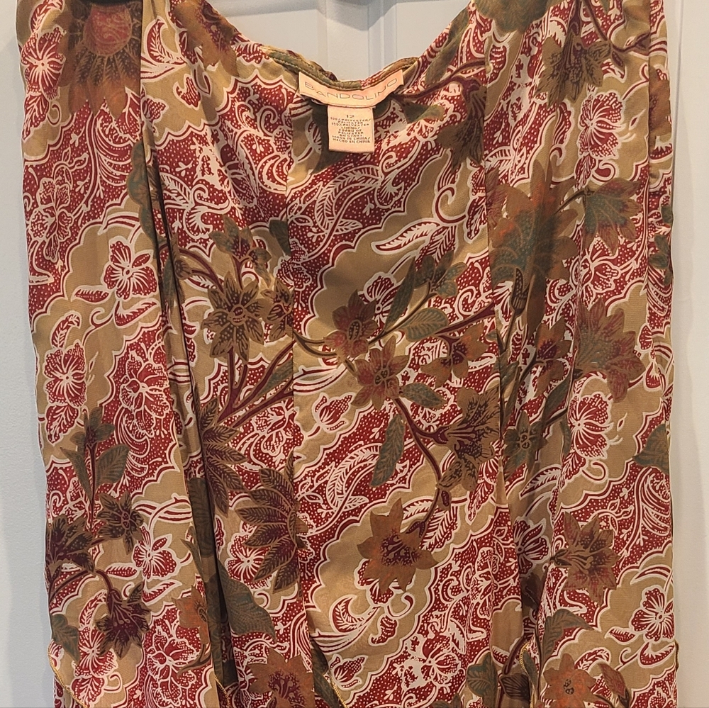 Polyester BANDOLINO flared, layered skirt, slip underlay, zipperhook sideclosure